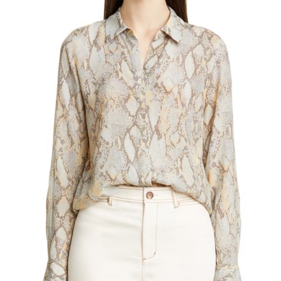 Lafayette 148 scottie snake python print blouse - Picture 2 of 6